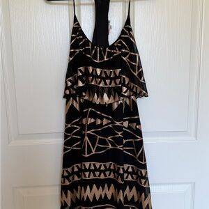 Gianni Bini Black and Gold Geometric Mini Dress